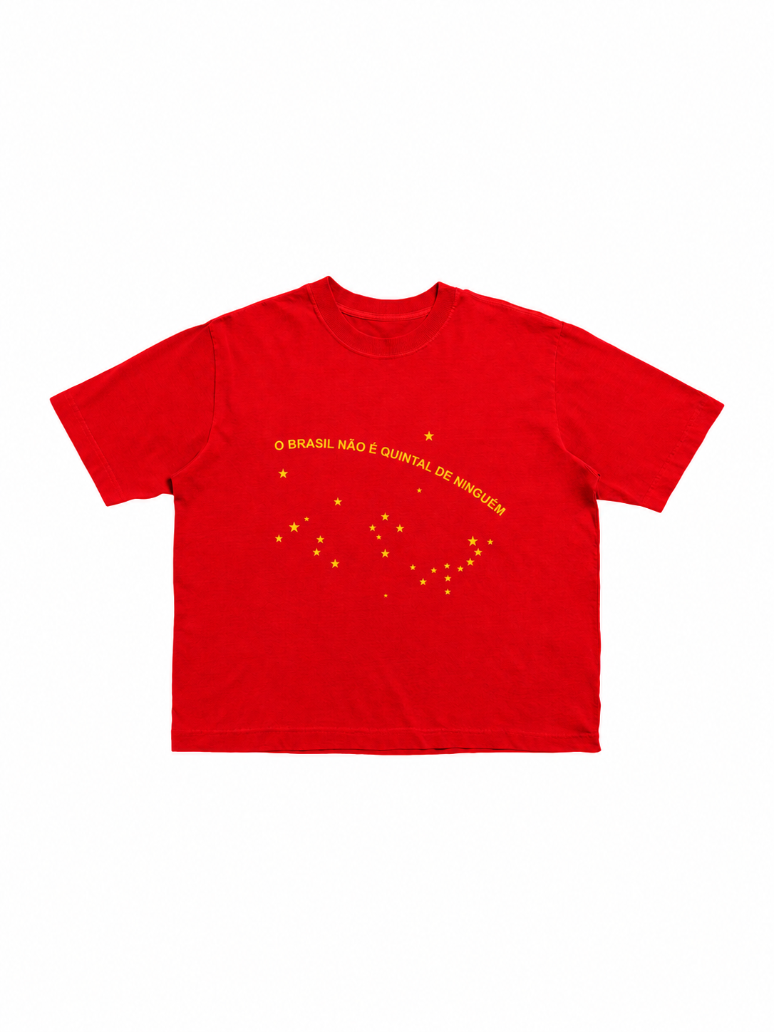 Camiseta Boxy Estrelas vermelha, frente